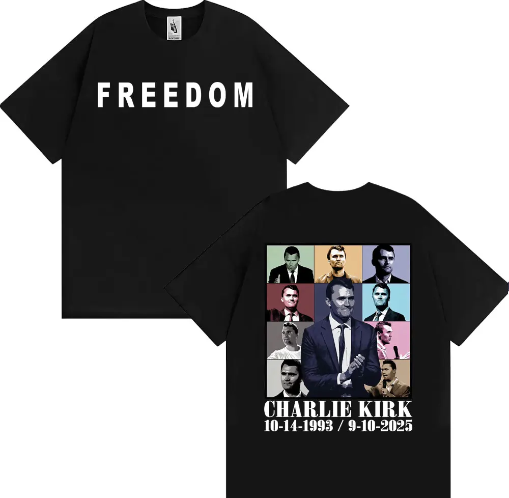 

Justice for Charlie Kirk Memorial Freedom Tshirt Men's Clothing Fashion High Street Trend T Shirts Cotton Comfort Casual T-shirt