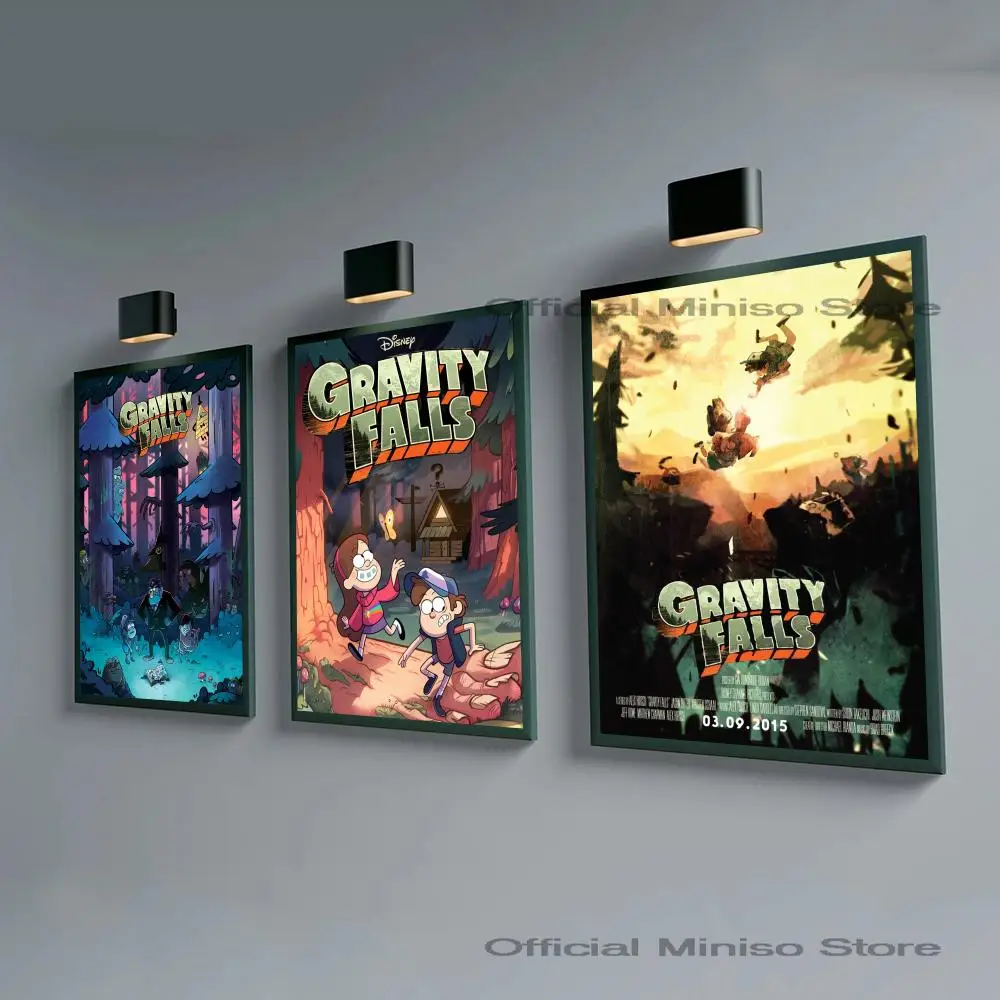 1pc Classic Gravity Falls Movie Poster Self-adhesive Art Waterproof Paper Sticker Coffee House Bar Room Wall Decor