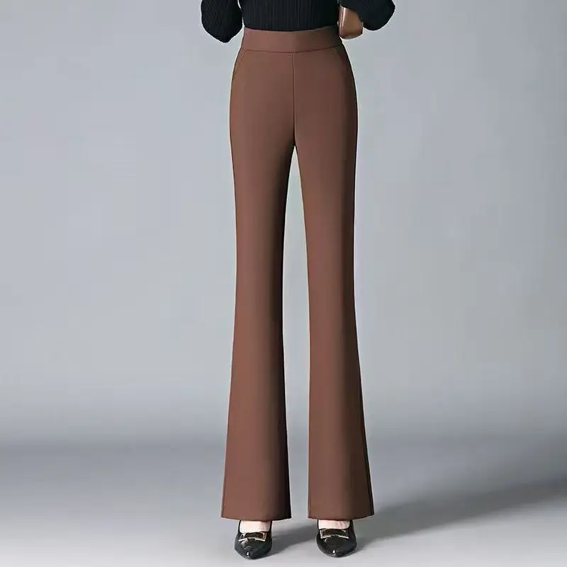 Women's Trousers Summer Thin Elastic Waist Versatile Slim Black Casual Pants Bootcut Pants