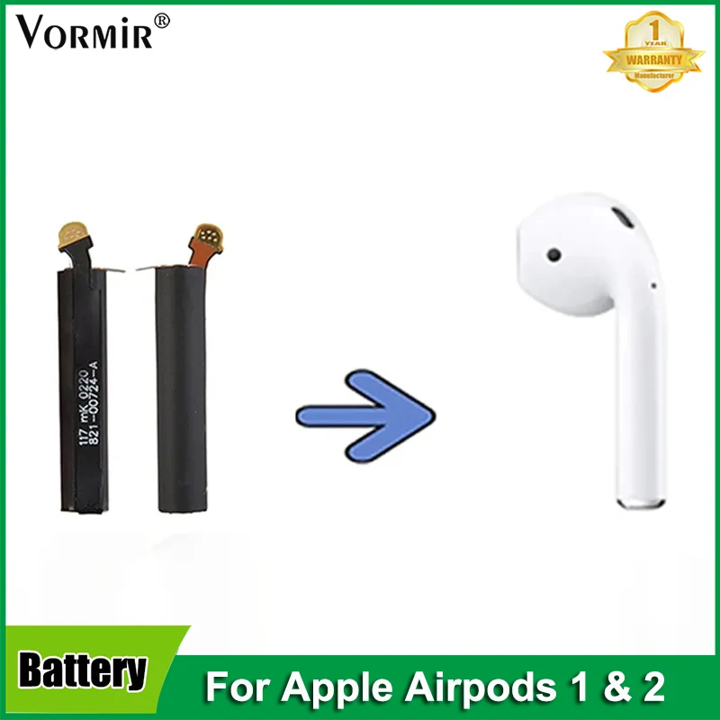 Vorimr Replace Battery For Airpods 1st 2nd A1604 A1602 A1523 A1722 A2032 A2031 air pods 1 2 Replacement Battery GOKY93mWh A1604