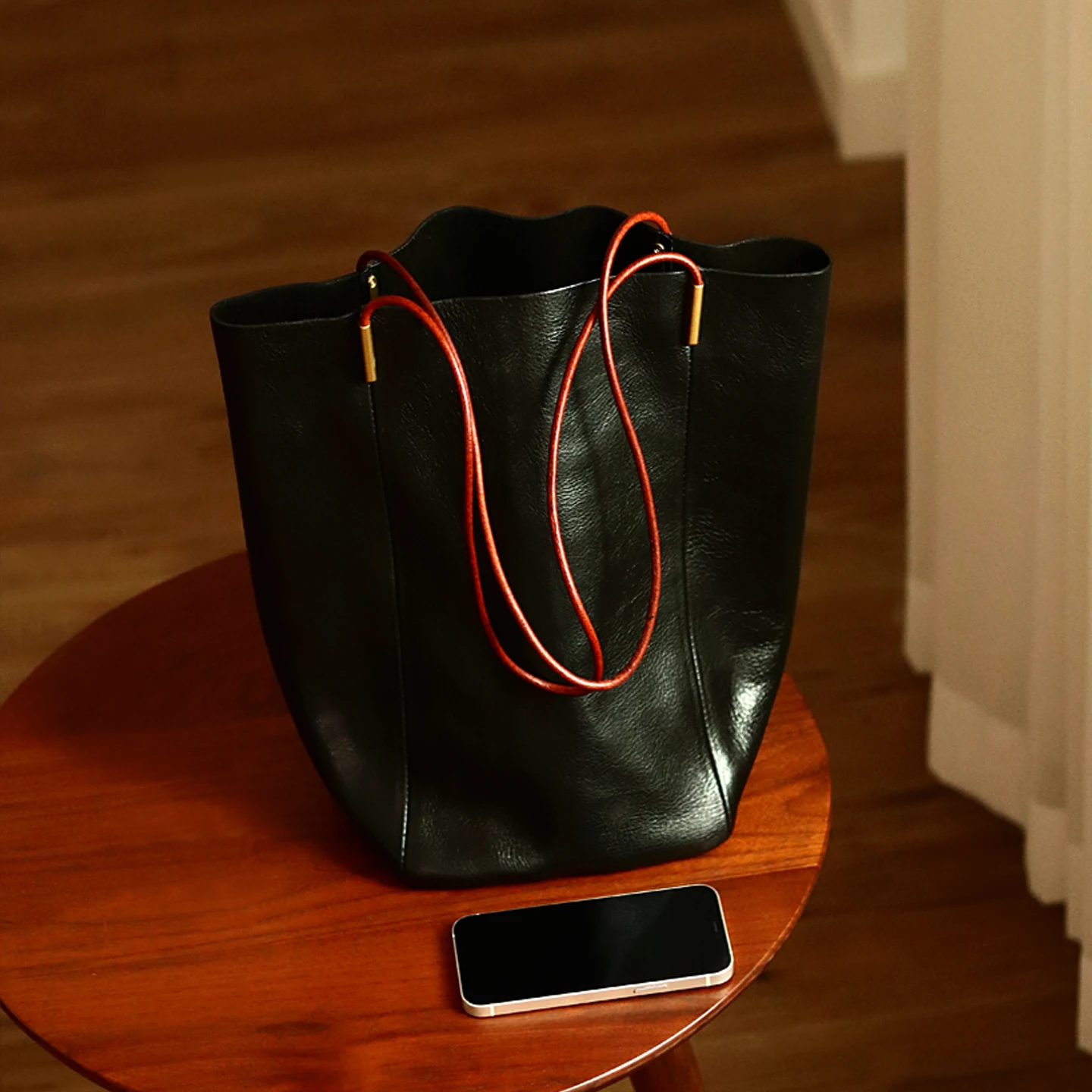 

Женская кожаная сумка-тоут Peawar из воловьей кожи растительного дубления, винтажная сумка-ведро, осенне-зимняя новинка, мягкая сумка-клатч