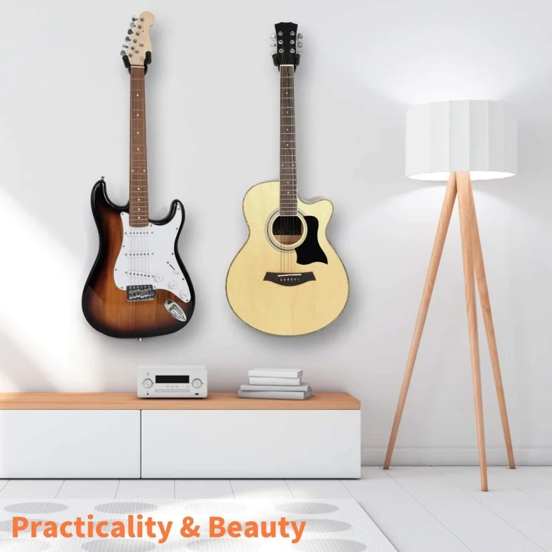 Guitar Wall Mount Hangers 3 Pack, Guitar Style Wall Holders Hooks Stands for Acoustic Electric Bass Classical Ukulele Guitars