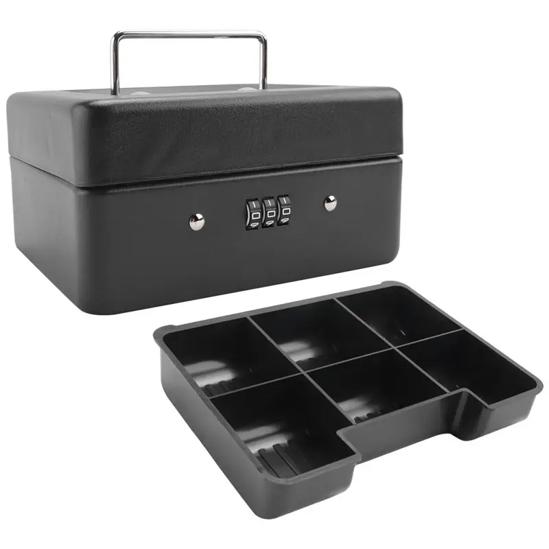 

A67P - Прочный металлический ящик для монет с замком и отсеком для хранения - Маленький ящик для монет с кодовым замком 15 x 12 x 7,7 см