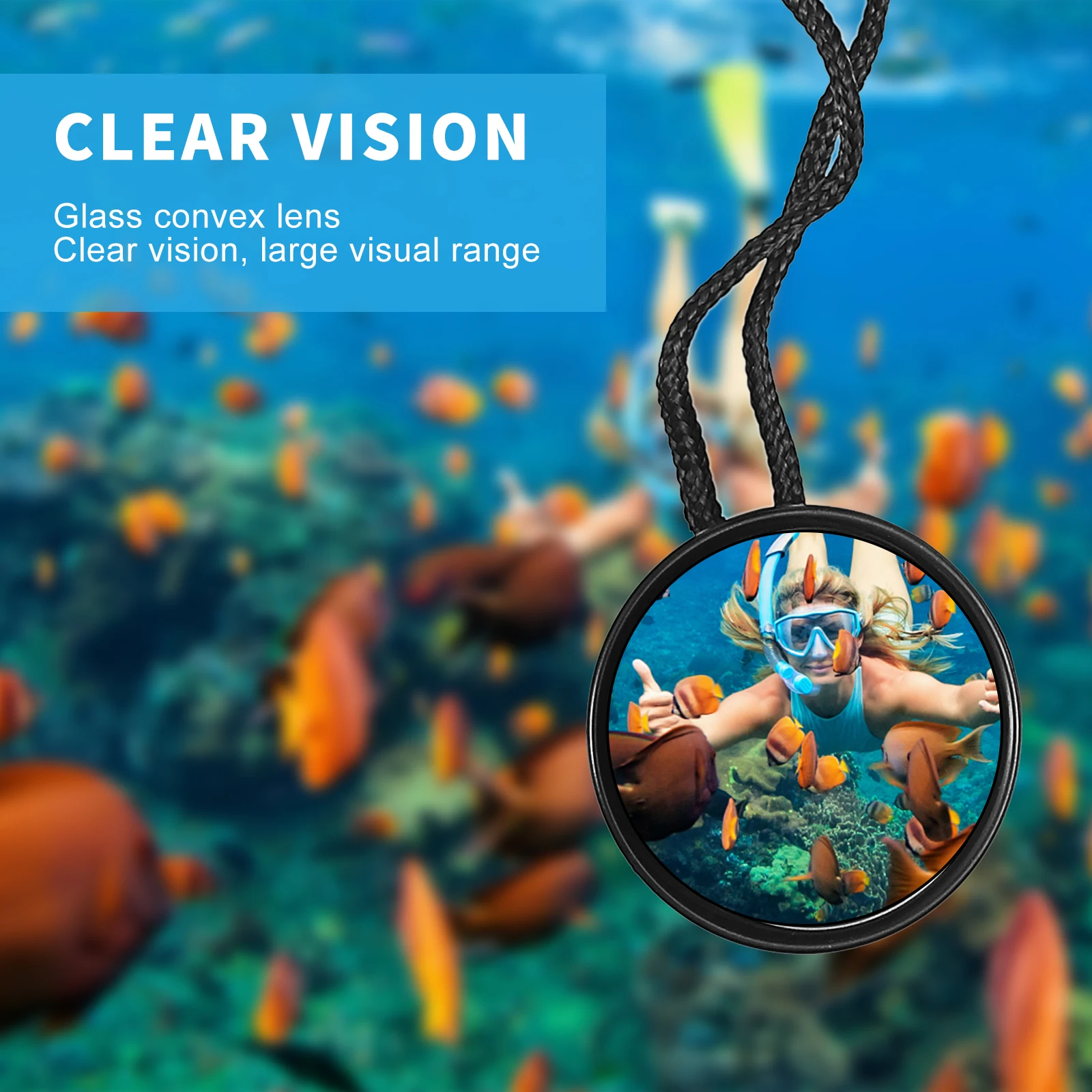 

Adjustable Safety Rearview Mirror Lightweight Round Underwater Goggles Portable Cave Dive Mirror Lanyard Scuba