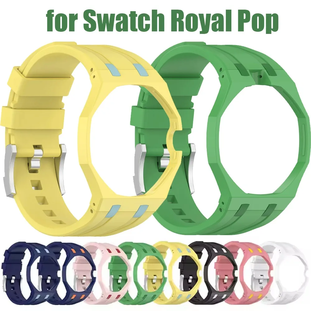 Bequemes Silikonarmband für Swatch Royal Pop PC-Gehäuse für Swatch X AP Royal Pop Modify The Integrated Wristband Accessories