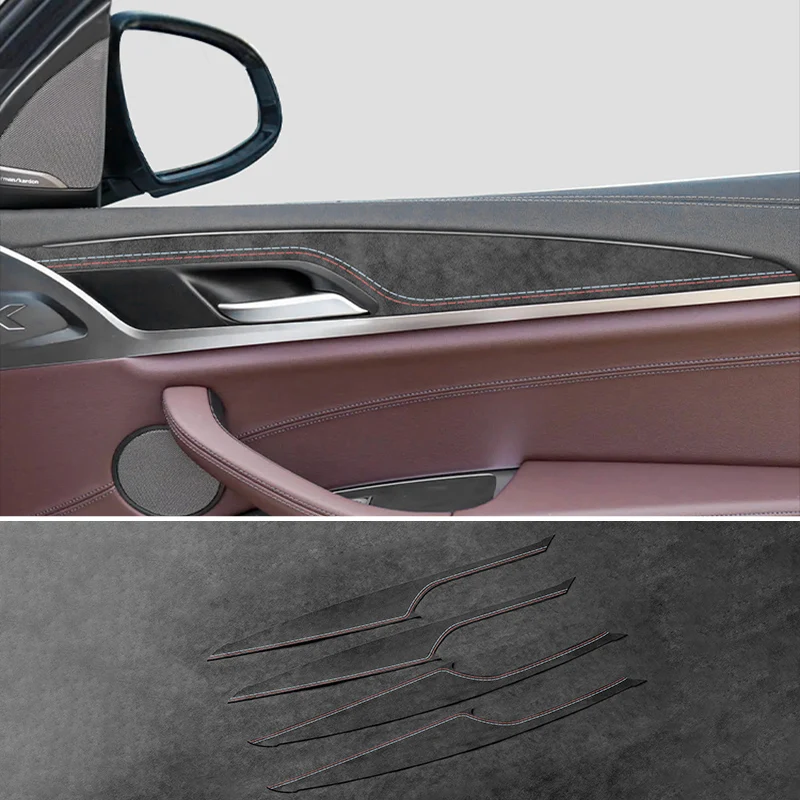 لسيارات BMW X3 G01 G08 X4 G02 مقبض الباب الداخلي إطار الكسوة الزخرفية ملصق مصنوع من الكانتارا اكسسوارات ضبط السيارات الداخلية 4 قطعة #5