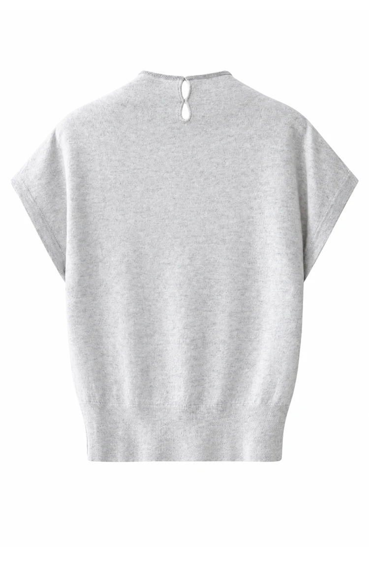 BY4621755 Damen-Weste mit Stehkragen, 100% Kaschmir, Oversized, ärmellos, mit Kettendetails am Rücken und Schlitz, dezenter Luxus für den frühen Herbst. – Detail 17