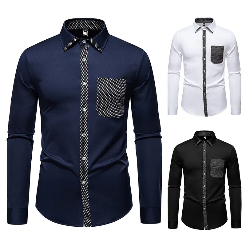 

Casual Men's Long Sve irt Summer New Sle Color Blo Loose Fit Faionable Button up Polyester Breathable Stand Fit