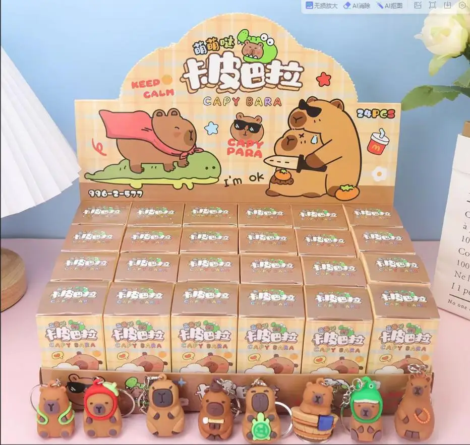 @ 24 unids/set Pokemon Pikachu caja ciega figura de acción modelo muñeca llavero colgante juguete decorativo para regalo de Navidad para niños