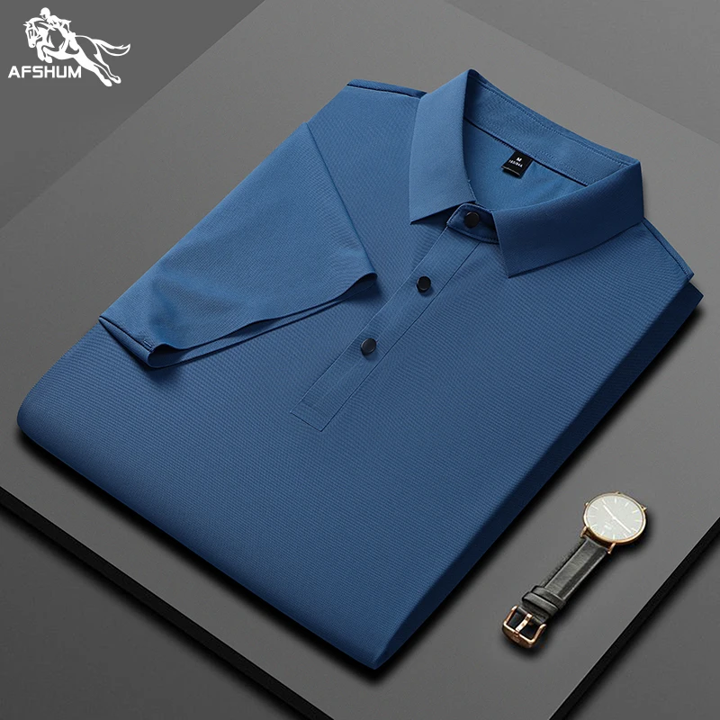 polo shirt men Summer new High quality mens short-sleeved polo shirt Ice silk Men\'s business casual polo shirt Size M-5XL 8888