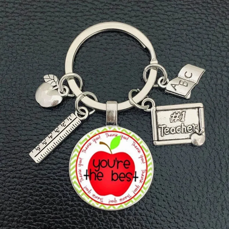 New Thank You Teacher Keychain Fashion Art Thanksgiving Teacher Education Pendant Keychain Teacher\'S Day Car Bag Pendant Gift