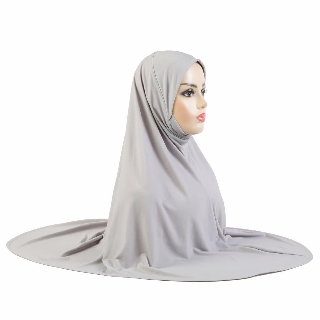 H305 Plain XL size muslim Instant hijab with chin part top quality extra size amira pull on islamic scarf hot sell headscarf