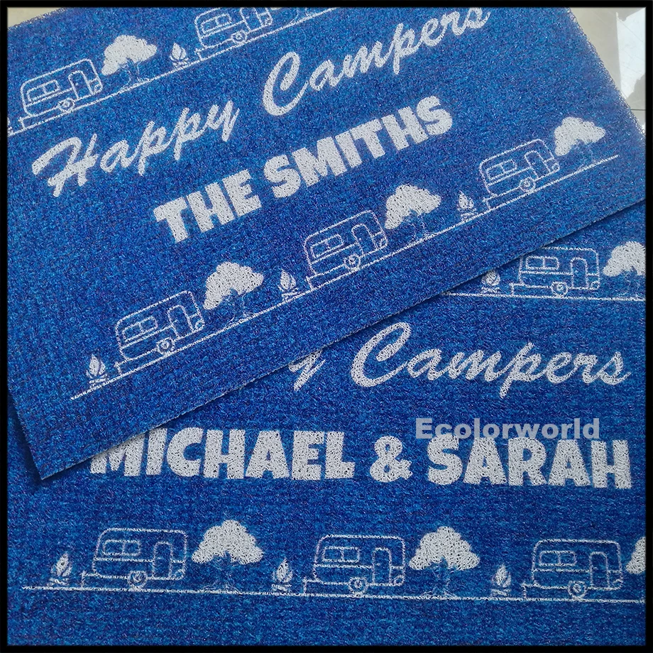 Personalized Happy Campers Doormat Custom Mat Gift for Family Camper Outdoor PVC Rug Floor Mats Dust Proof Camping Car Decor
