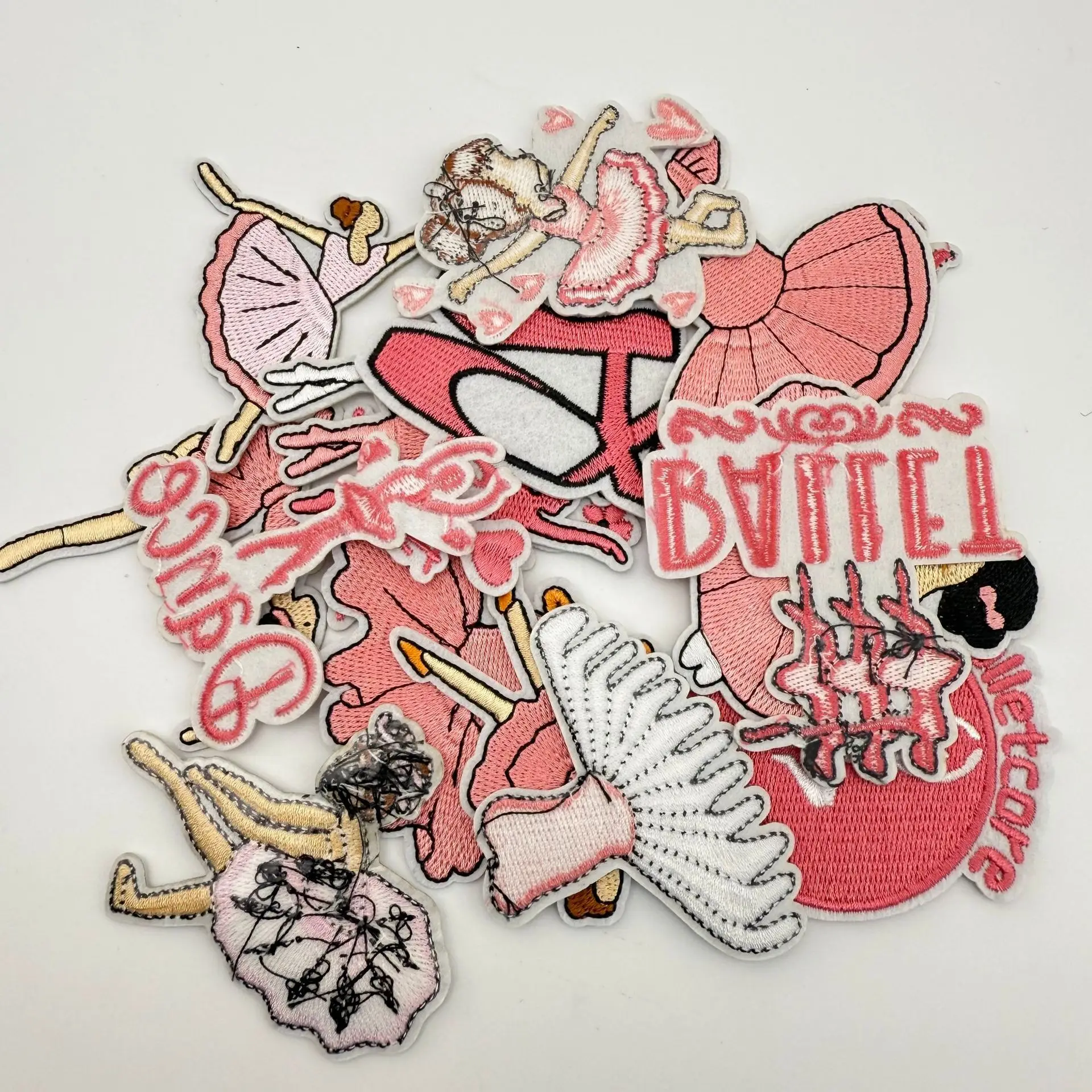 Cartoon Ballet Girl Embroidery Fabric Sticker Pink Series Dance Art Patch Sticker Decoration Computer Embroidery Ironing Style