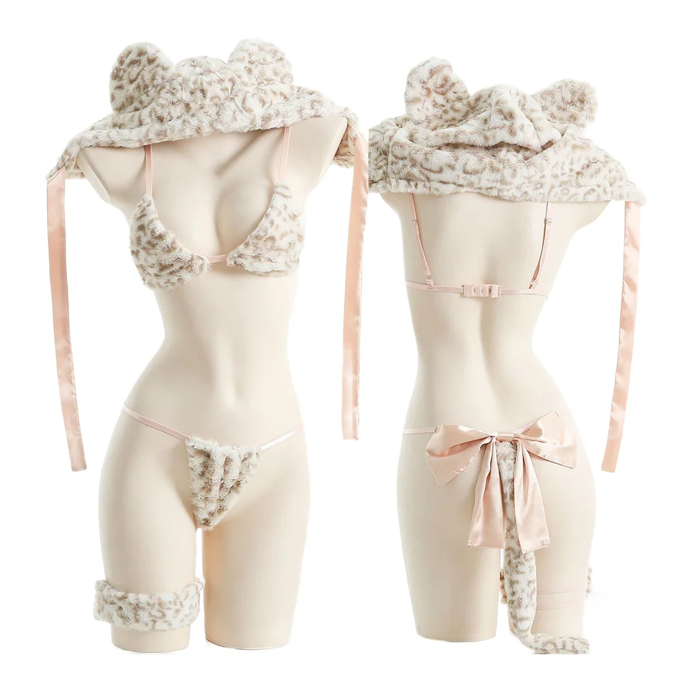 

Sexy Hot Lingerie Women Japanese Style Role Play Costume Naughty Cat Bra Thong With Hat Female Nightwear