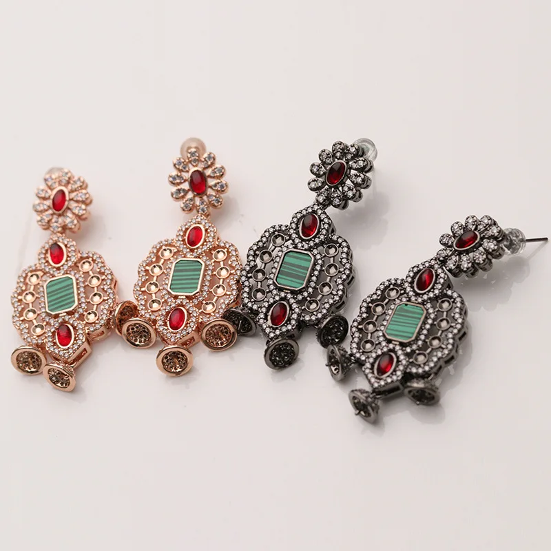 Cubic Zircon CZ Micro Pave Flower Connector Tassel Pendant And Earring setting For Pearl Necklace Earring Jewelry DIY