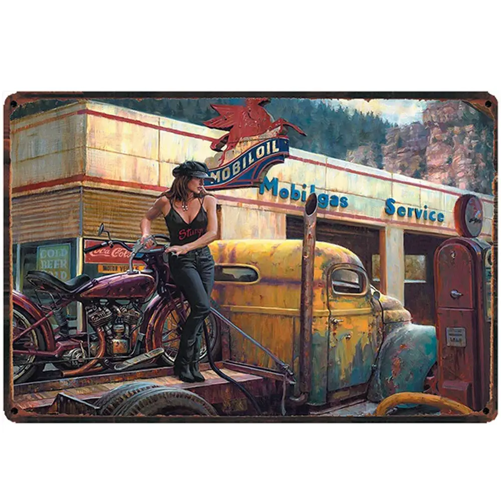 Nostalgic Original Retro Design Traveling Locomotive Beauty Tin Metal Signs Wall Art | Thick Tinplate Print Poster Wall Decorati