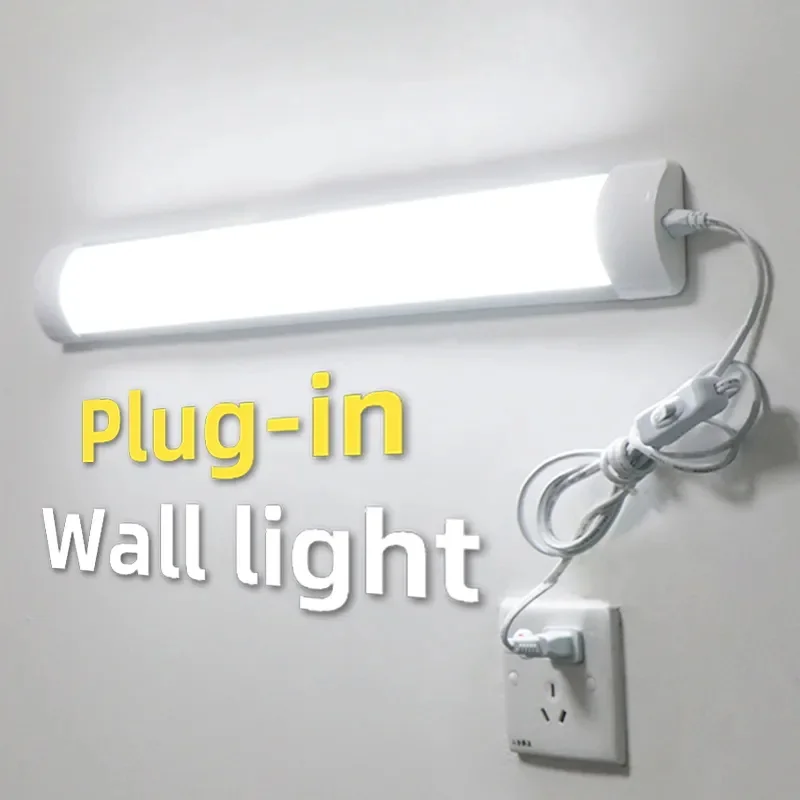 Lámpara LED de pared para debajo del armario, barra de tubo ultrafina de 10W y 20W, iluminación interior para dormitorio, cocina y armario, 110V