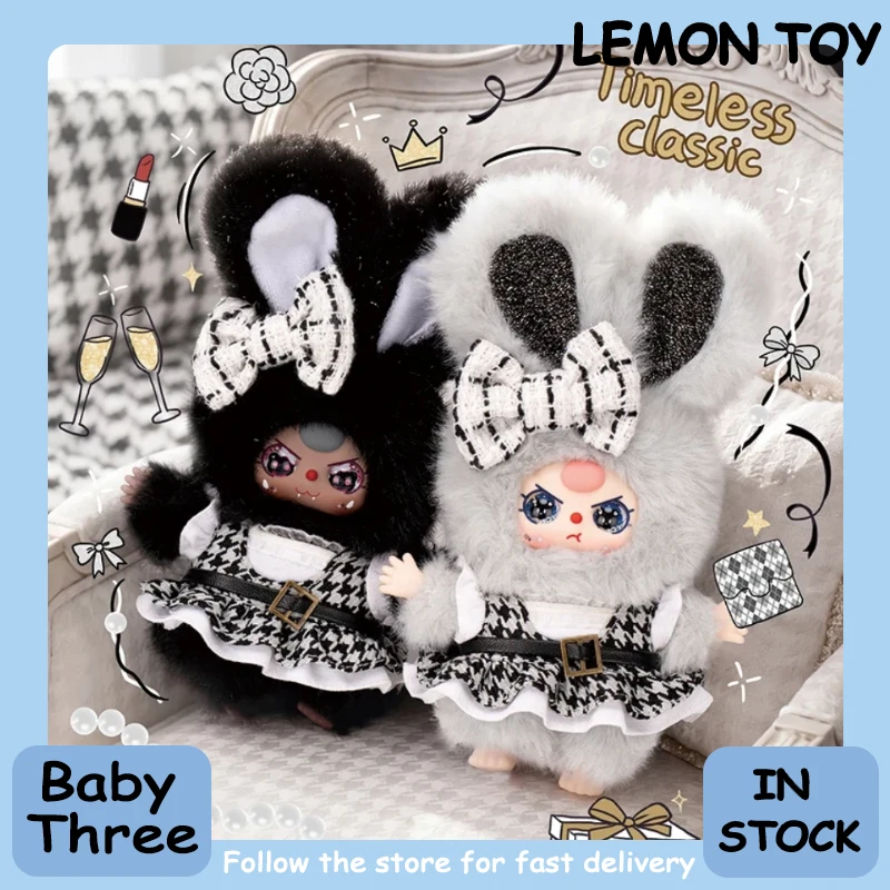 

Genuine Baby Three Absolute Black & White Series Cute Doll Bag Charm Pendant Surprise Collectible Gift For Toy Collectors