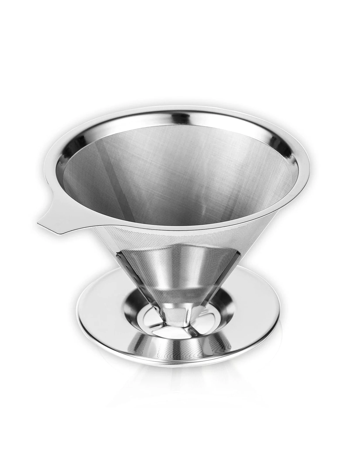 Leeseph Pour Over Coffee Dripper,Slow Drip Paperless Reusable Coffee Filter,Stainless Steel Cone Filter,Gold,Silver