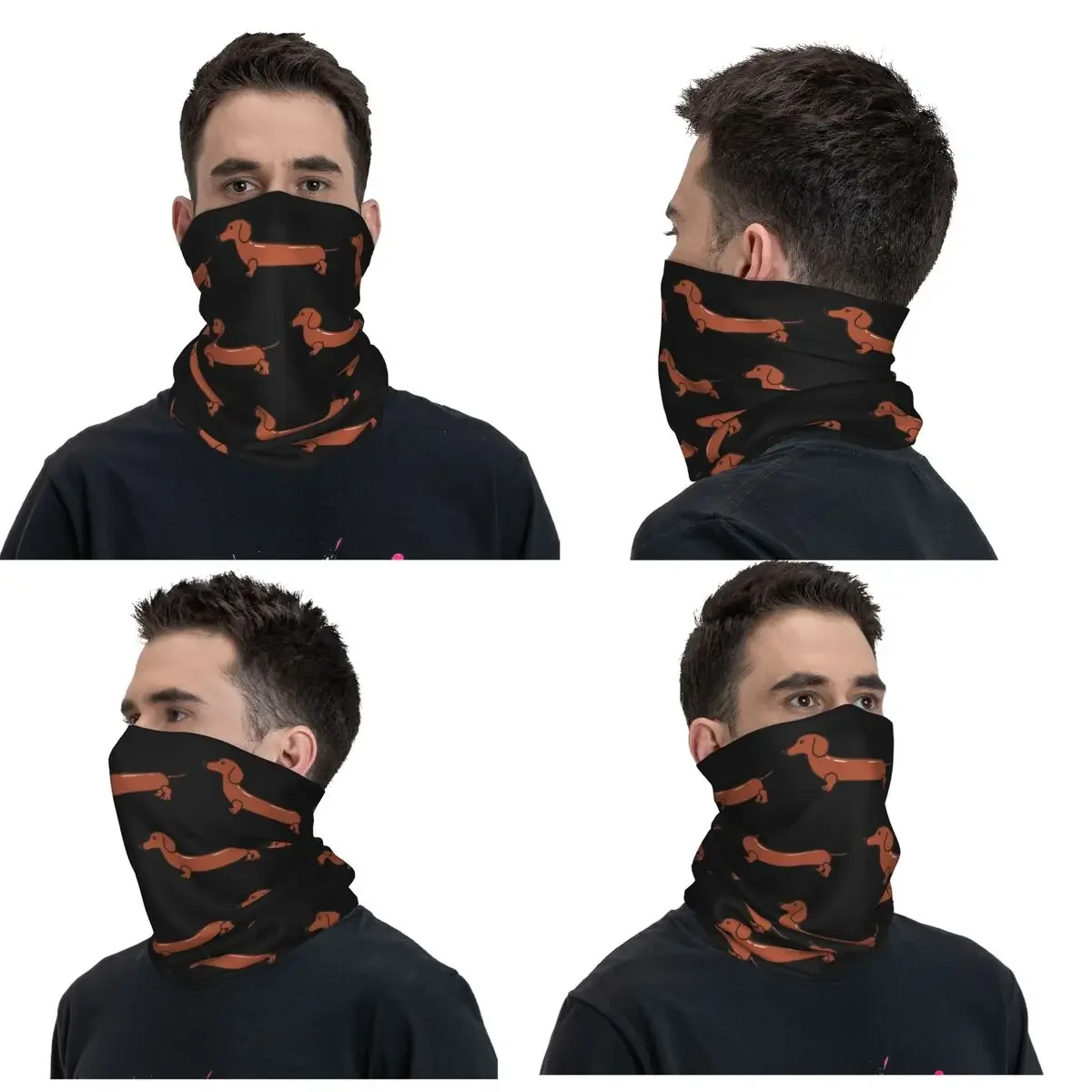 Salsicha cão filhote de cachorro engraçado dachshund bandana pescoço gaiter impresso envoltório cachecol quente balaclava ciclismo para homens mulheres adulto inverno