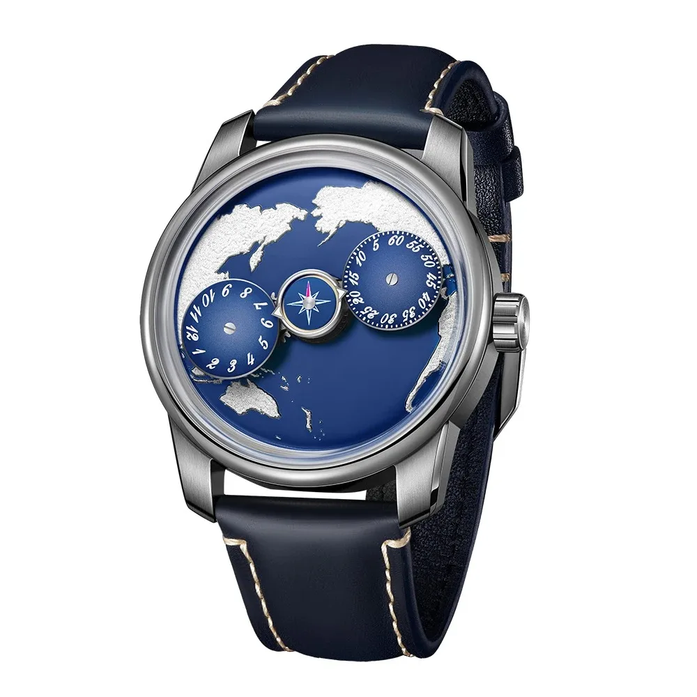 OBLVLO Men Automatic Watch 42MM Mechanical Wristwatch Luminous 5ATM Waterproof Sapphire Rotatable Small Disks