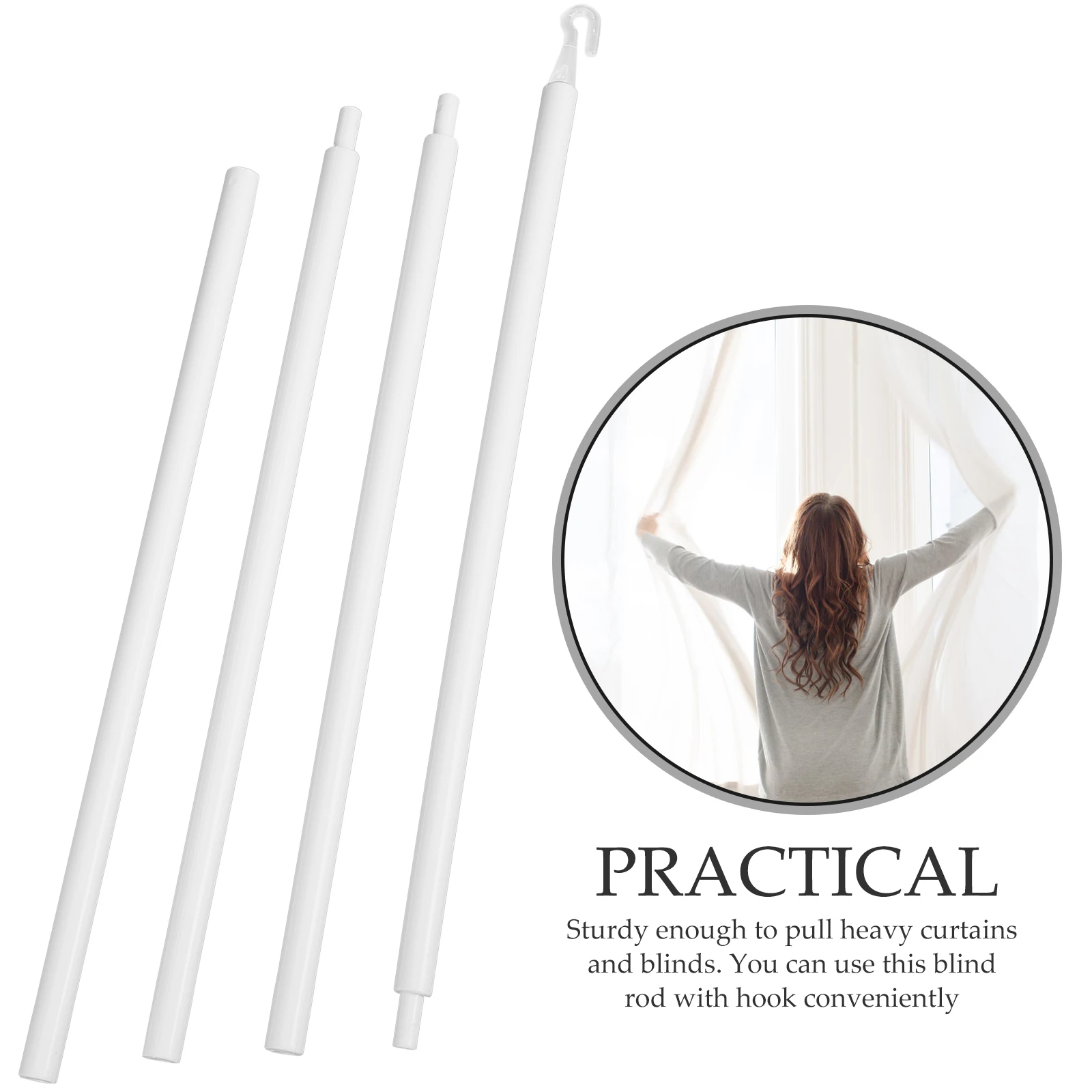 

1Set Plastic Blind Tilt Rod with Hook for Window Blinds Replacement Wand Curtain Stick Home Repair Kit Smooth Operation No Tools