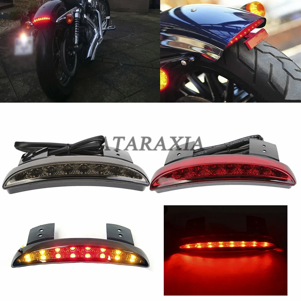 

Motorcycle Chopped Fender Edge Tail Light Amber Turn Signal LED Red Stop Brake Rear TailLight for Harley Sportster XL 883 1200