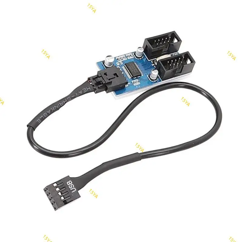 15ya 9pin header USB 1 hingga 2 Ekstensi Kabel Kabel Desktop 9Pin USB2.0 Hub Konektor