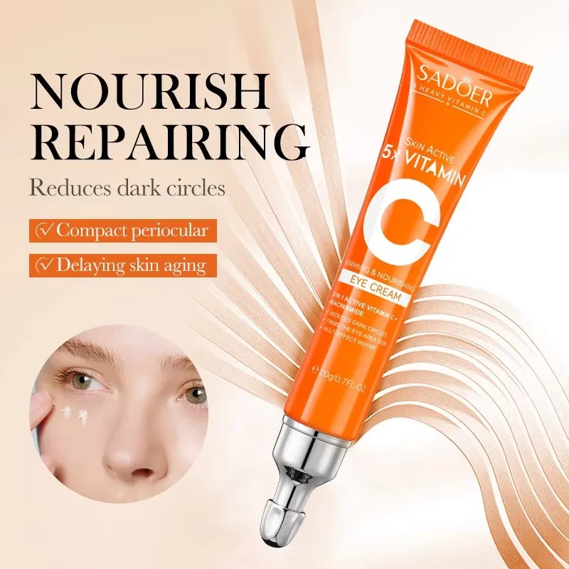 SADOER VC Brightening Eye Cream Niacinamide Hydrating Reduce Puffiness Fine Lines Revitalize Dull Eye Area Anti-Aging Eye Care
