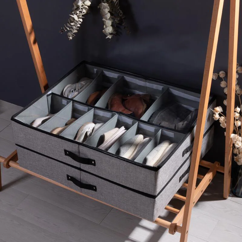 

Nonwoven Shoe Boxes Organizer Foldable Closet Cabinet Shoes Holder Transparent Underbed Dust-proof 12 Pairs Shoes Storage Bags