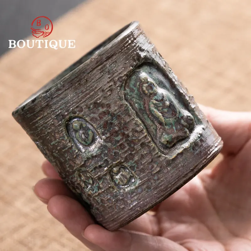 120ml Dunhuang Bronze Glazed Tea Cup Ceramic Kiln Change Retro Buddha Kung Fu Tea Set Tea Cup Single Cup Large Master Cup