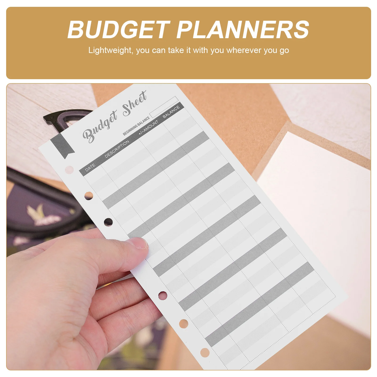 60개 예산 카드 실용적인 휴대용 종이 예산 시트 가정용 지출 플래너 인서트 플래너 인서트