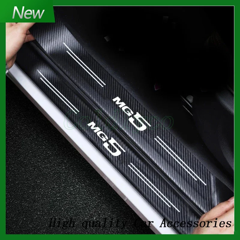 for MG 5 MG5 Logo Car Door Sill Protector Plate Rear Trunk Bumper Strips Threshold Stickers Anti Scratch Covers