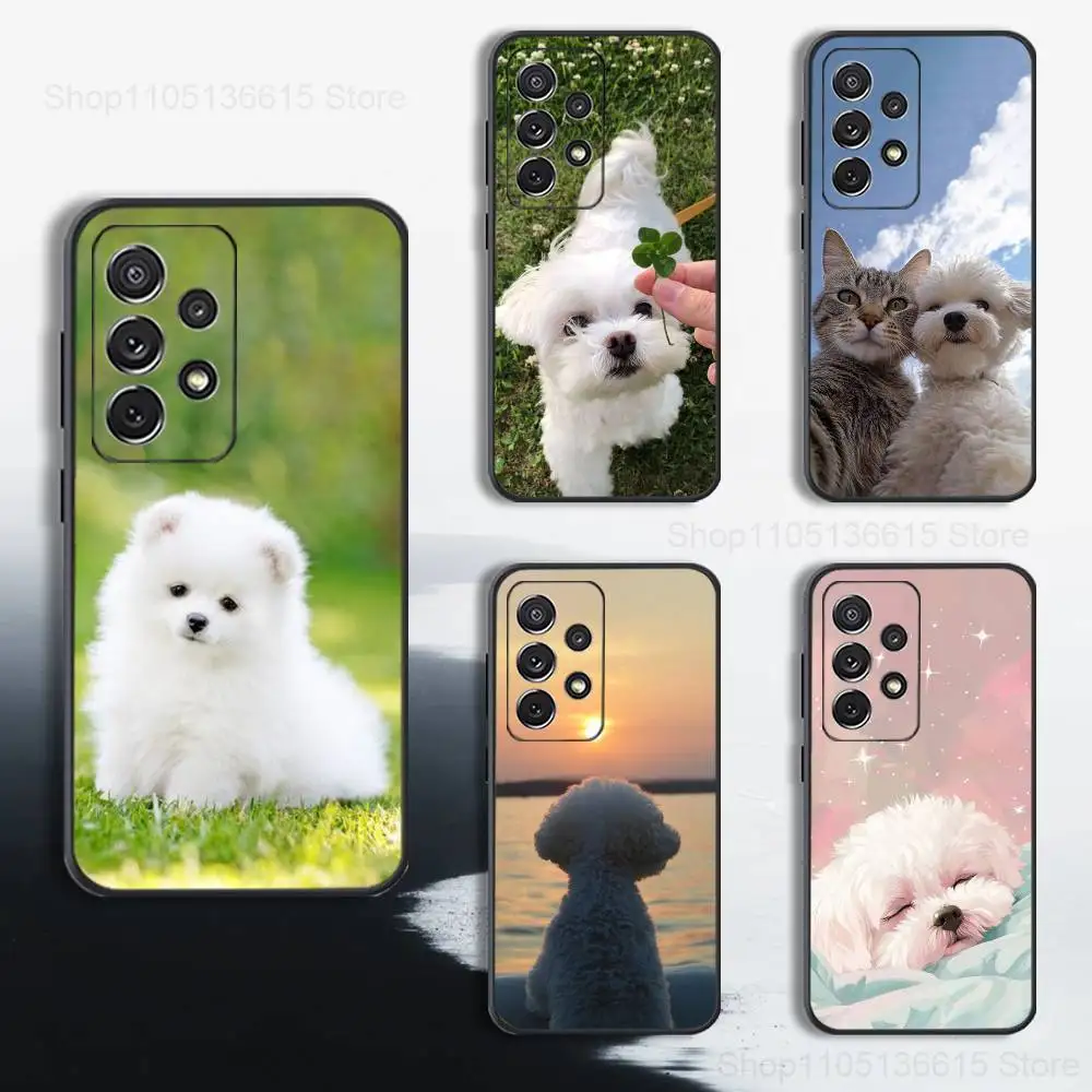 

Cute animal Maltese Dogs Phone Case For Samsung S25,S24,S23,S22,S21,S20,S10,S9,Ultra,Plus,Lite,FE,Soft Silicone Black Cover