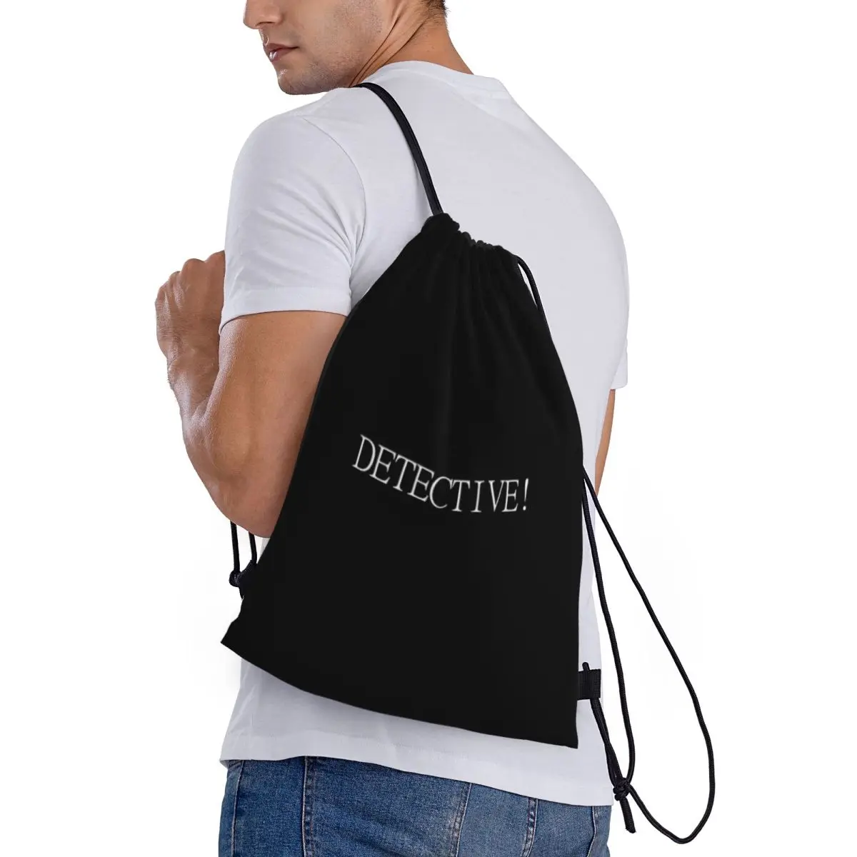 Custom Pattern Logo Trekkoord Tas Detective! Reis Rugzak Student Opbergtas Schooltas ꦫ