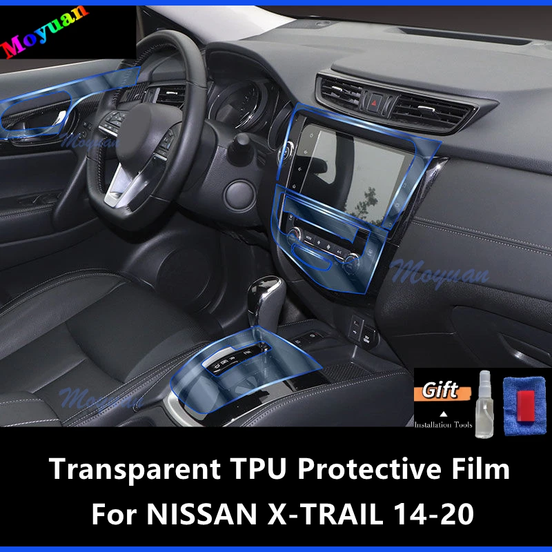 For NISSAN X-TRAIL 14-20 Gearbox Panel Navigation Screen Automotive Interior TPU Protective Film Anti-Scratch Sticker