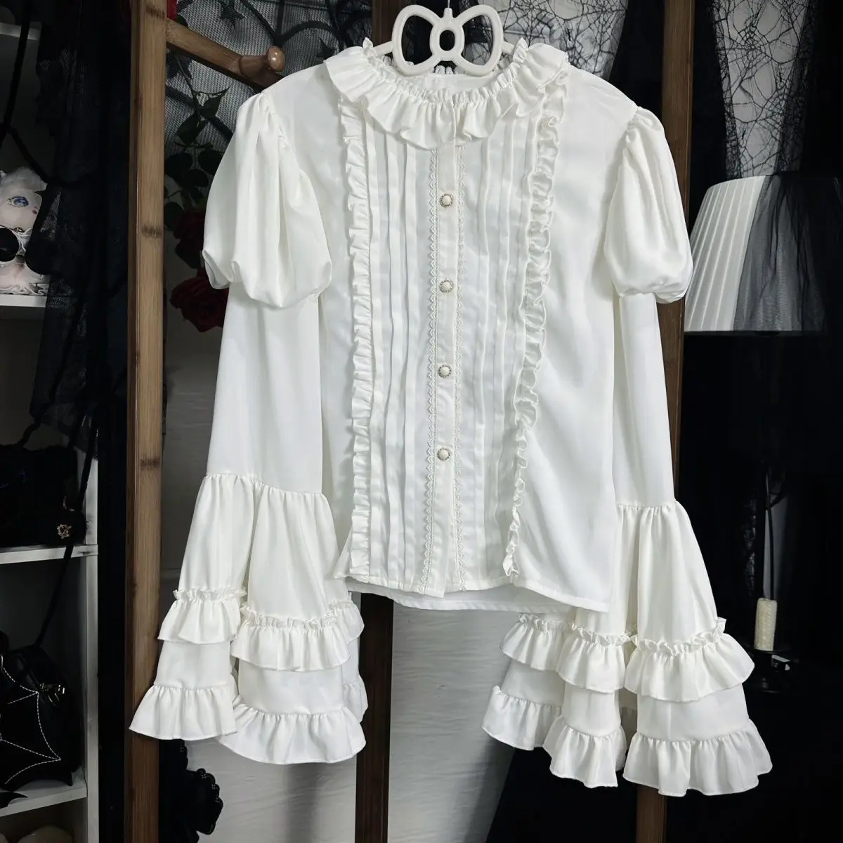 

Рубашка большого размера с рукавами Ji Strawberry Goth, вечеринка по белую ночью, длинный рукав с полным резервированием внутри, camisas de mujer