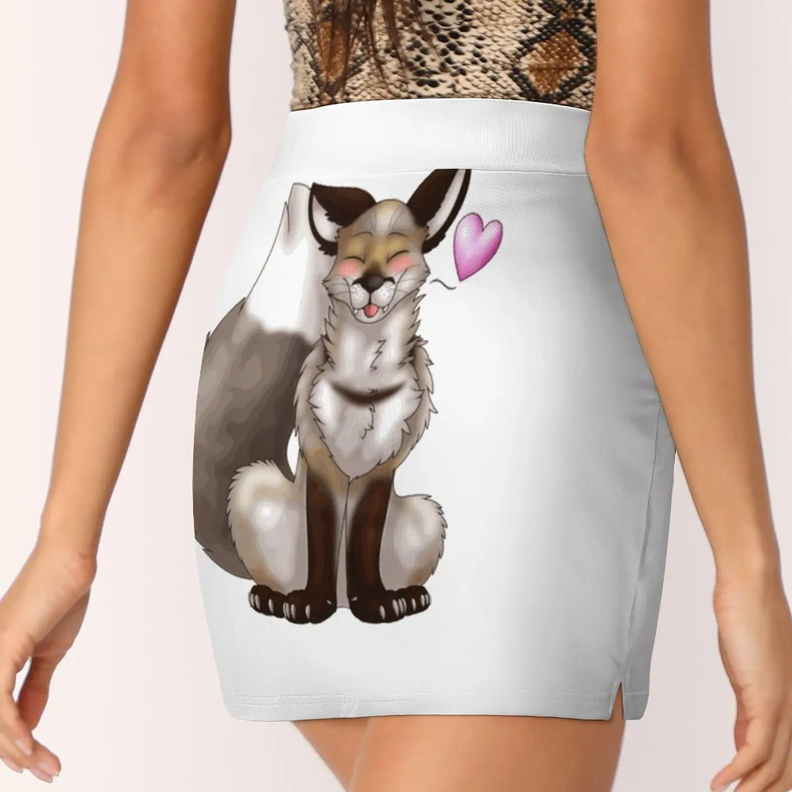 Foxy Friends : Light Grey Women Sports Skirt Tennis Golf Dance Fitness Running Yoga Skirts Fox Foxy Vixen Animal Fox Cute