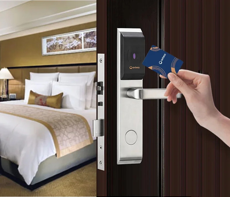 Professional smart card hotel interior door lock system with free software &mechanical key