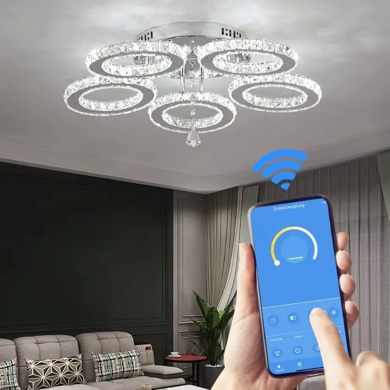 

Remote Control LED 45W Bedroom Crystal Ceiling Lamp Surface Mount Light