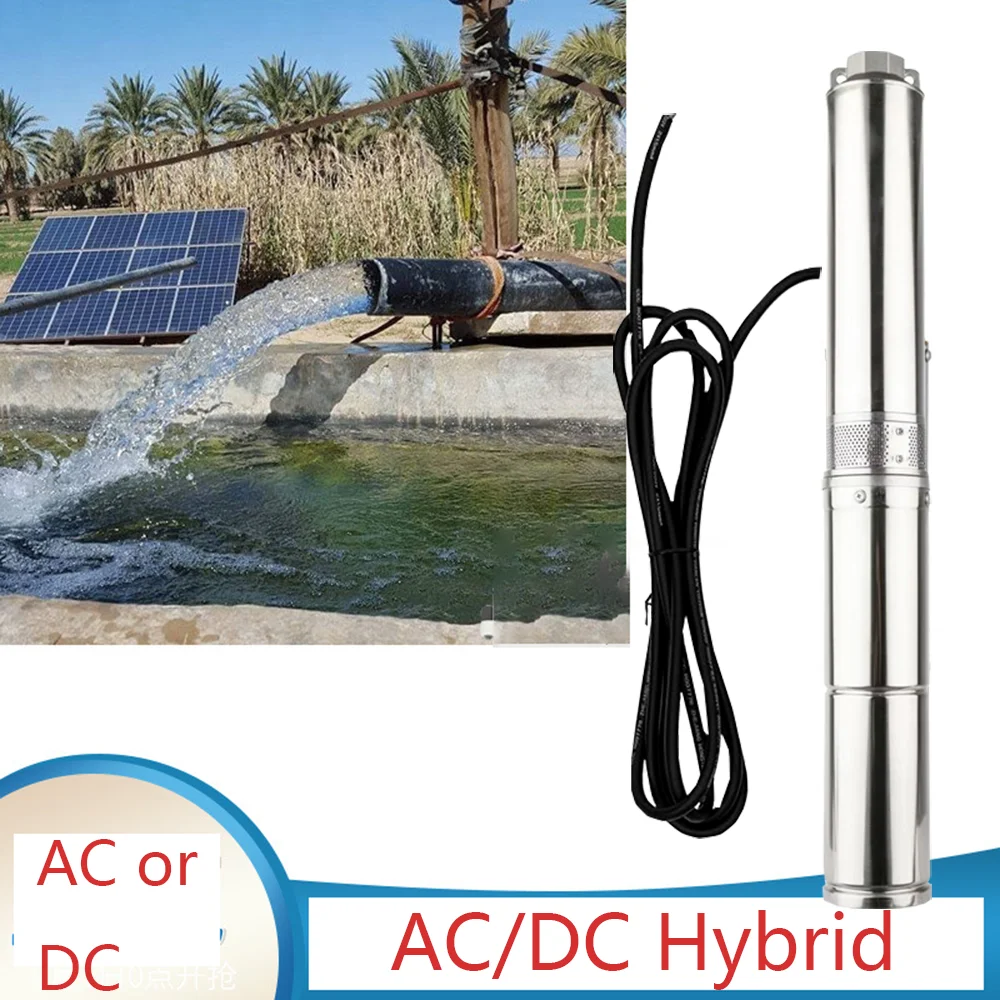 2000W DC80-400V AC220V Solar Submersible Well Pump rate 8-9Tons/H Head 120M with built MPPT function 3HP Solar Hybrid DC AC Pump