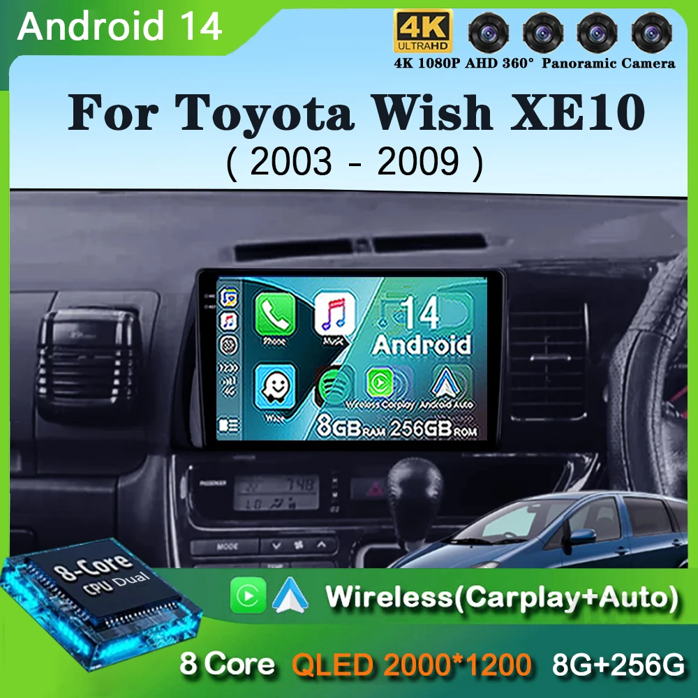 

Android 14 Carplay Auto For Toyota Wish XE10 2003 - 2009 Car Radio Multimedia Video Player Navigation GPS No 2Din 2 Din DVD DSP