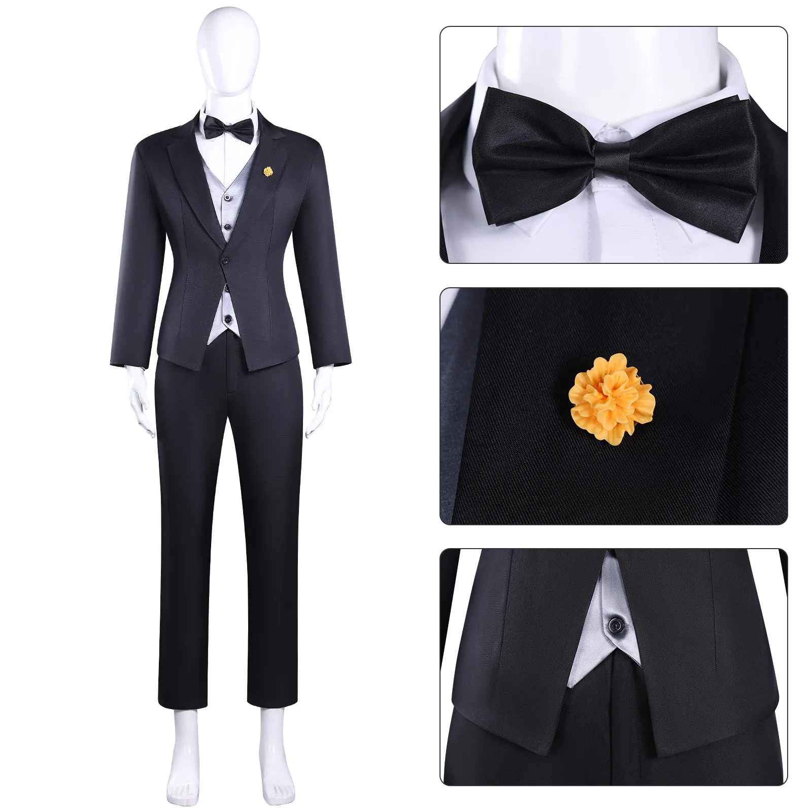 

New Anime Nick Cosplay Fox Costume Black Uniform Suit Elegant Stage Performance Clothes Full Set for Men Theme Party Adults