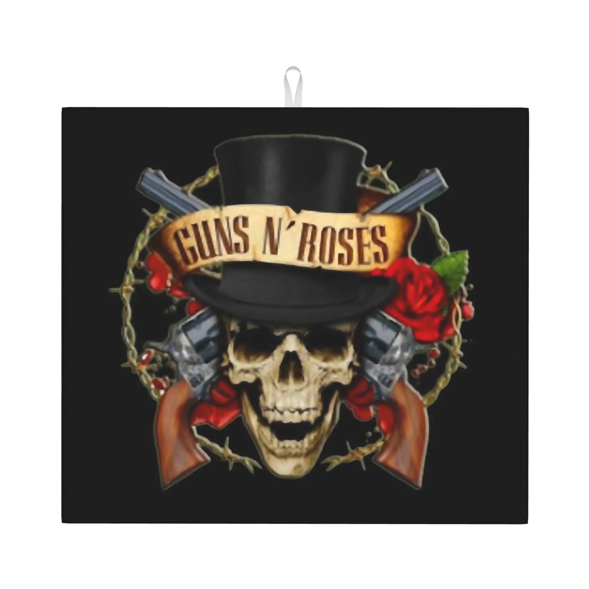 Heavy Metal Guns N Rose Rock Band Non‑Slip Waterproof Absorbent Barware Tableware Oil Proof Reusable Drying Mat For Kitchen