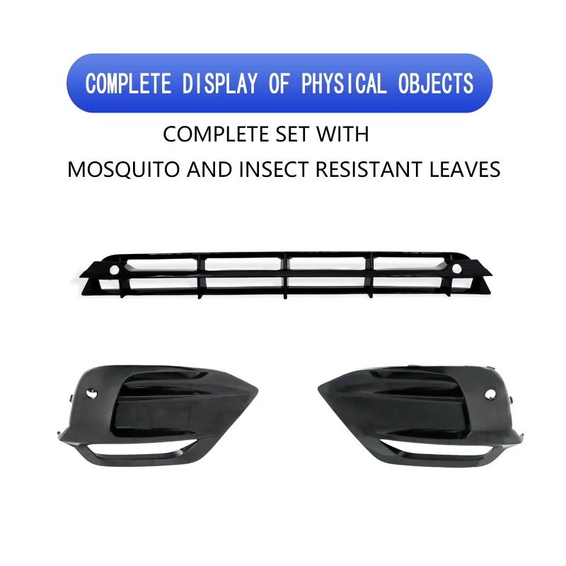 Three-Piece Set for S90 V90 New Plastic Front Bumper Fog Light Cover L R 31425143 31425144 Grille 31425139 for 2