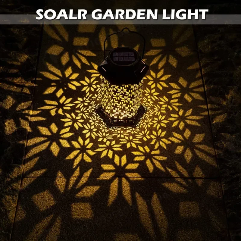 2026 Solar Lighting Palace Lamp Wrought Iron Diamond Cut Hexagonal Lantern, Outdoor Waterproof Courtyard