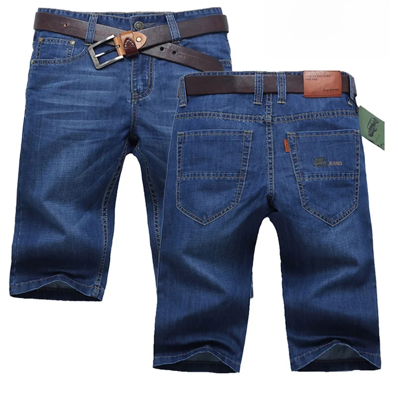 

Ultra-Thin Summer Denim orts Men's Five-Seven Split Casual Loose Fit Jeans Cotton Mid-Waist Zipper Closure Straight Leg
