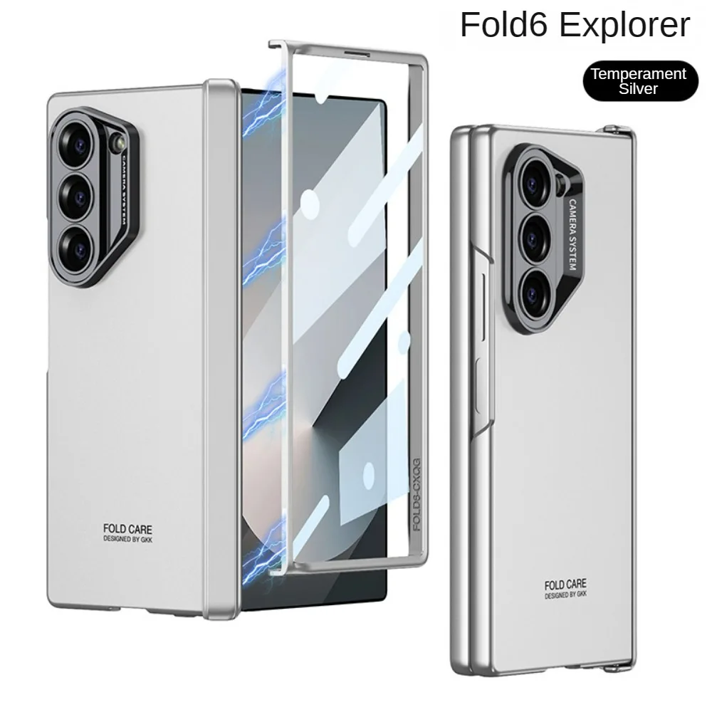 

For Samsung Galaxy Z Fold 6 Case Ultra Thin Skin Friendly Matte Magnetic Folding Hinge with Tempered Film Shockproof Hard Cover