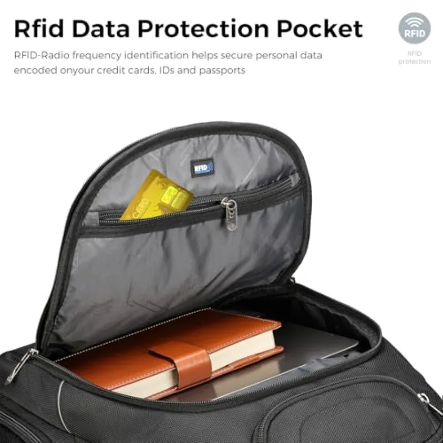 Swissdigital Design TSA Business Laptop Backpack For MenTravel Backpack With USB Charging Port College Tech Backpacks With RFID